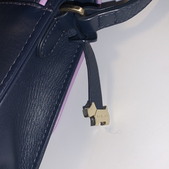 RADLEY London Navy Blue Leather Crossbody Purse with Pink and Purple Accents - Picture 9 of 14